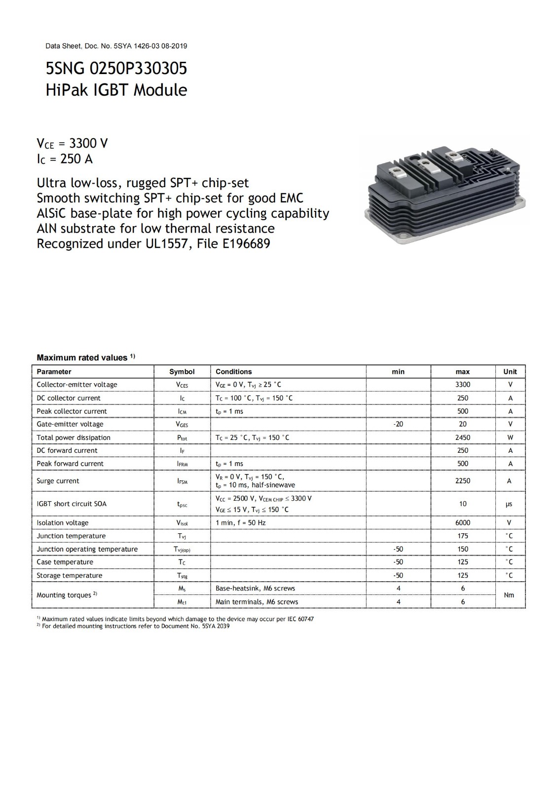 ABB IGBT模块5SNG 0250P330305