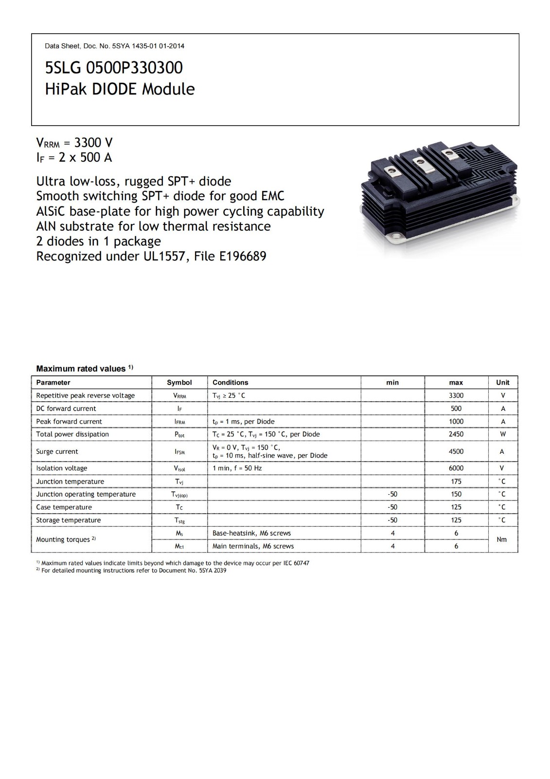 ABB IGBT模块5SLG 0500P330300